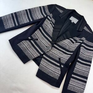 Classiques Entier Black Stripe Knit Blazer‎ Jacket Career Business Casual M